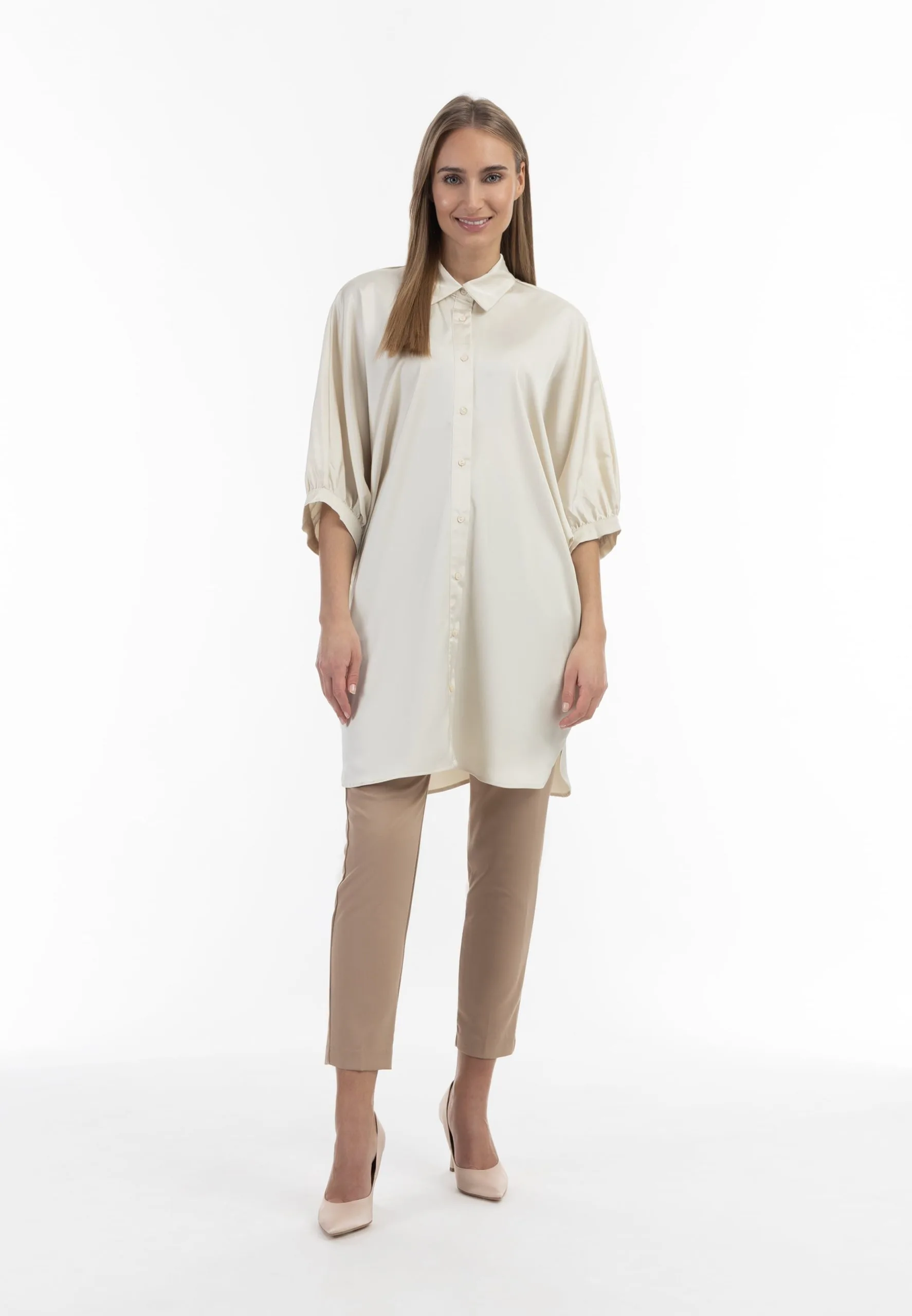 RISA Blouses Met Korte Mouw Blouse Dames Crème 4 RISA Blouses Met Korte Mouw Blouse Dames Crème - Afbeelding 4